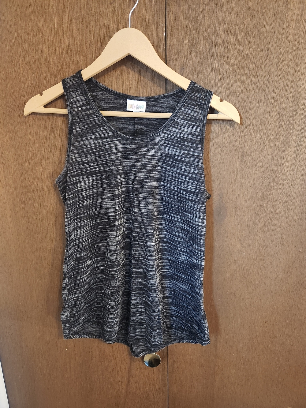 LuLaRoe Black and Gray Space-Dye Tank Top